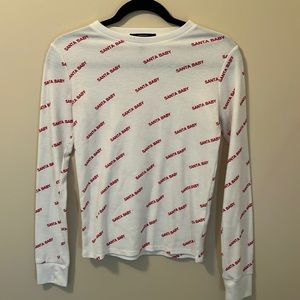 Juniors thermal long sleeve Santa Baby shirt